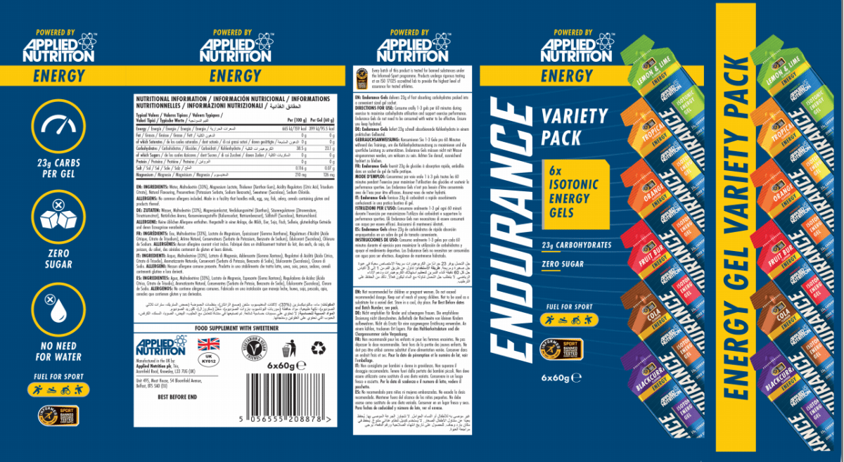 6 Pack Endurance Isotonic Energy Gels