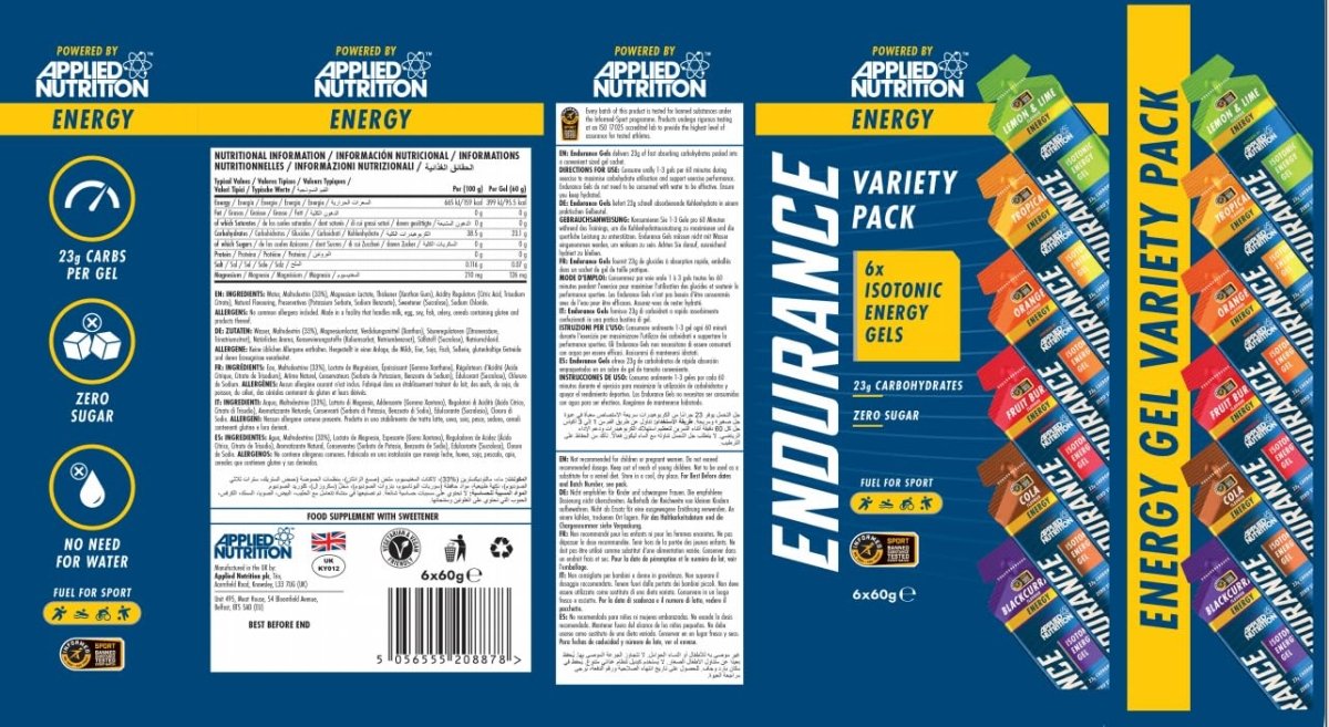6 Pack Endurance Isotonic Energy Gels